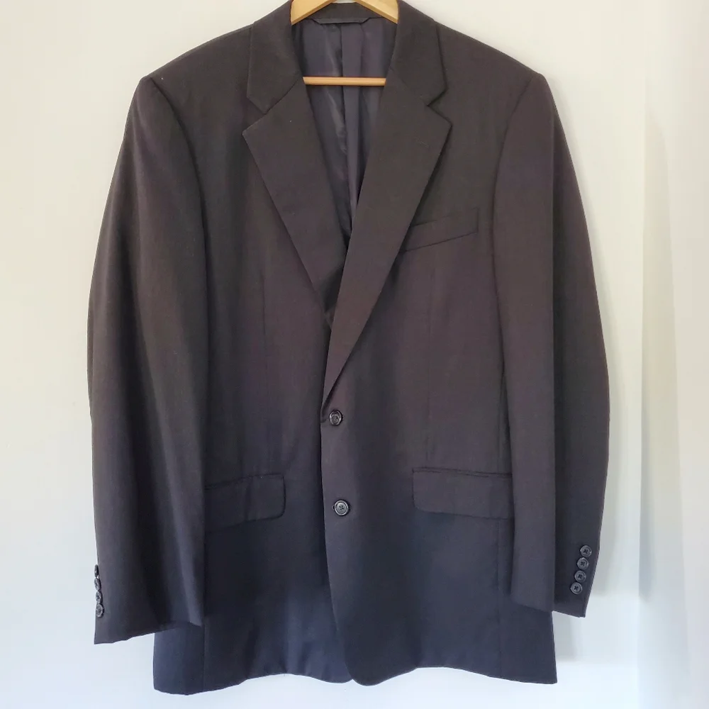 HICKEY FREEMAN 42L Nordstrom Charcoal Gray Pure Wool Suit Jacket Vintage Office